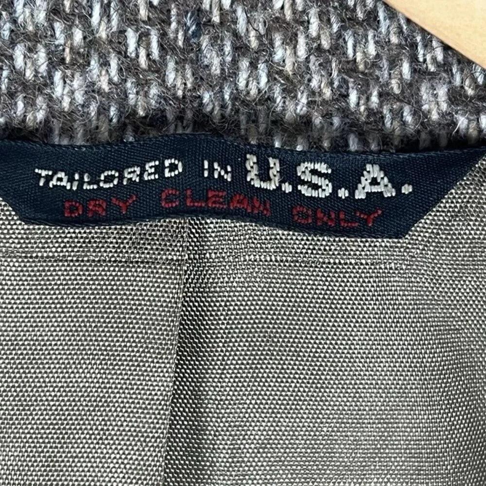 VTG Tweed Sport Coat‎ Mens 44R Brown Barleycorn Wool Blazer Elbow Patches USA